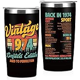 Vintage 1974, 53th Birthday Gifts for Men, 53th Birthday Decorations Tumbler, 20 Oz Stainless Steel Insulated Coffee Mug, Gifts for 53 Year Old Man Dad Grandpa, Travel Cup, Black Drinking Cup for Car