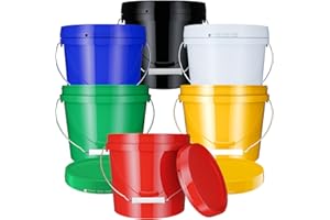 Ziliny 6 Pack 2 Gallon Plastic Bucket with Lid Heavy Duty Pail with Metal Handle Reusable Small Multipurpose Paint Buckets Container for Food Storage(Colorful)
