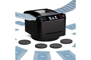 CARDSPIN Automatic Card Shuffler and Dealer 2-in-1，2 Decks Support 12 Players, 4Drawing Remotes，USB-C Rechargeable Card shuffler Machine,360° Dealing, for Poker, UNO, Phase 10, Skip-Bo, Rummy (Black)