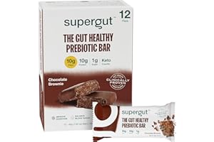 Supergut GLP-1 Boosting Prebiotic Bars, Chocolate Brownie - Gut Healthy Protein Snacks & Breakfast Bars - Keto-Friendly Meal Replacement Energy Bars (12 Count)