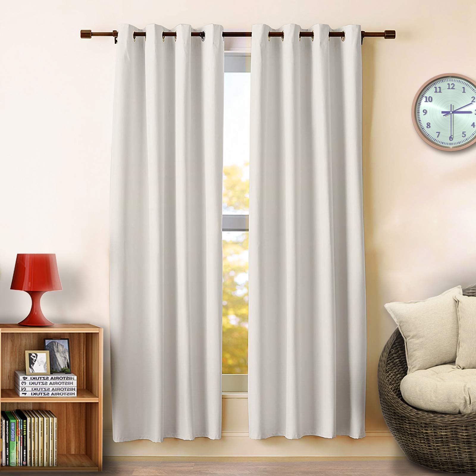 Voilarmart Blackout Curtains 52 x 63 Thermal Insulated Light Reducing Grommet Top Window Curtain Set for Bedroom, Living Room,2 Panels - Beige