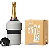 Huski Champagne Chiller | NEW | Award-Winning Iceless Design with Detachable Bottle Stopper | Keeps Wine Cold up to 6 Hours | Fits most 750ml Champagne, Prosecco & Sparkling Wine Bottles (Stone Grey)