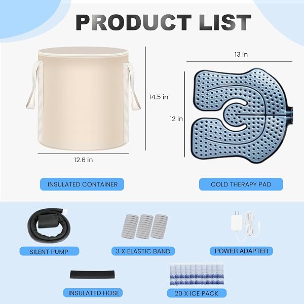 ICE MACHINE FOR KNEE AFTER SURGERY WITH TIMER | COLD THERAPY MACHINE FOR SHOULDER ANKLE PAIN RELIEF, MULTI-MODE ICE THERAPY FOR SURGERY RECOVERY & SPORTS INJURIES WITH COMPRESSION PAD