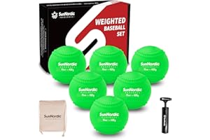 SunNordic 6 Pack Weighted Baseballs Set (16 oz) - Weighted Baseballs for Hitting Training & Improved Power - Pitching Training Baseball for All Skill Levels