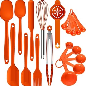 Silicone Spatula Set - Spatulas Heat Resistant,Rubber Spatula Set, Mixing/Baking Utensils,Cooking Spatulas for Nonstick Cookware,Kitchen Spatula Tools,BPA-Free. Dishwasher Safe.(Orange)