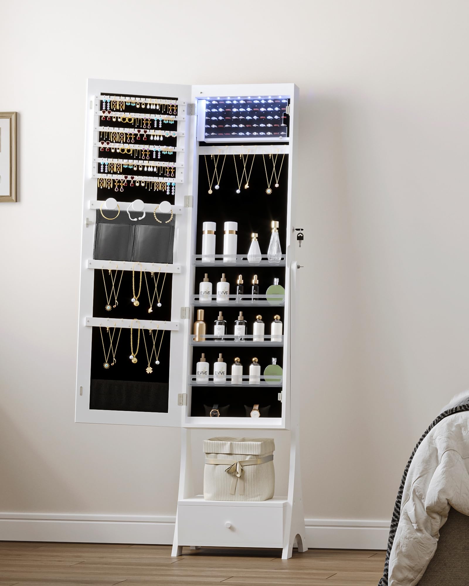 Hzuaneri 8 LEDs Jewelry Cabinet, 42.5