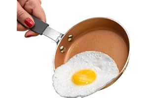 Gotham Steel Hammered Egg Pan Nonstick, 5.5 Inch Small Frying Pan Nonstick, Egg Frying Pan, Small Pan for Cooking, Copper Pan Skillet with Rubber Grip Handle, Dishwasher & Oven Safe, 100% Toxin Free