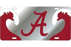 CRAFTIQUE Alabama Crimson Tide Laser Inlaid Mirror License Plate