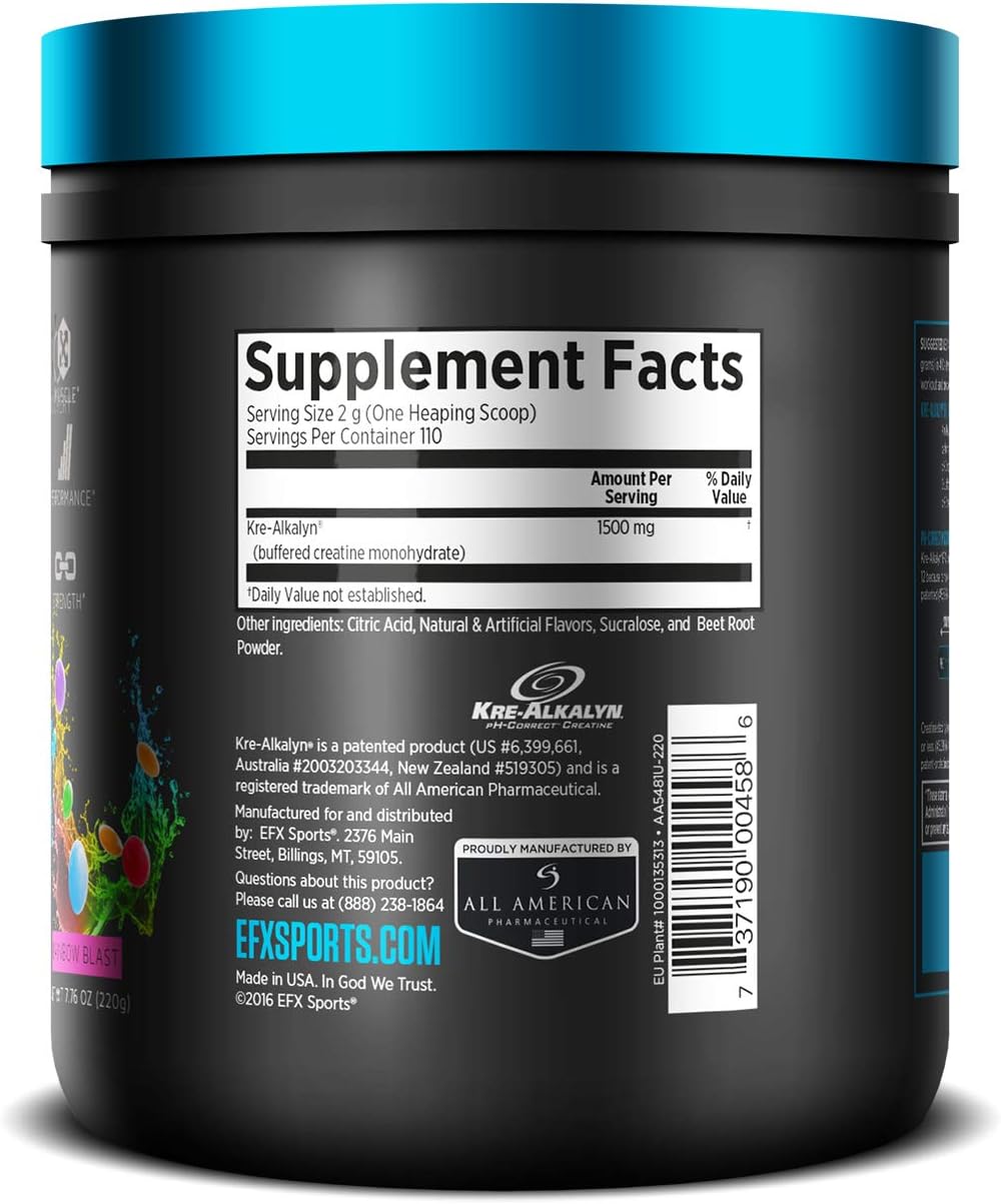 EFX Sports Kre-Alkalyn EFX Powder, Rainbow Blast - 220g, 220 g (Pack of 1) - Image 3