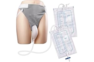 OPSTRA YEE Wearable Urine Collector Set with Silicone Catching Capsule, 1.2M Flexible Catheter, Comfortable Cotton Pants, 1000ml & 2000ml Collection Bags for Men Grey