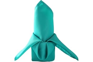 Ascoza 50pcs Polyester Cloth Napkins - 17 x 17 inch Turquoise Dinner Washable Napkins with Hemmed Edges for Restaurant/Wedding/Hotel(50,Turquoise)