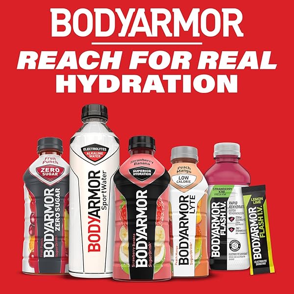 BODYARMOR SPORTS DRINK, STRAWBERRY BANANA, ELECTROLYTE DRINK HYDRATION, 12 FL OZ BOTTLES (8 PACK), FLAVORED COCONUT WATER WITH B VITAMINS & ANTIOXIDANTS