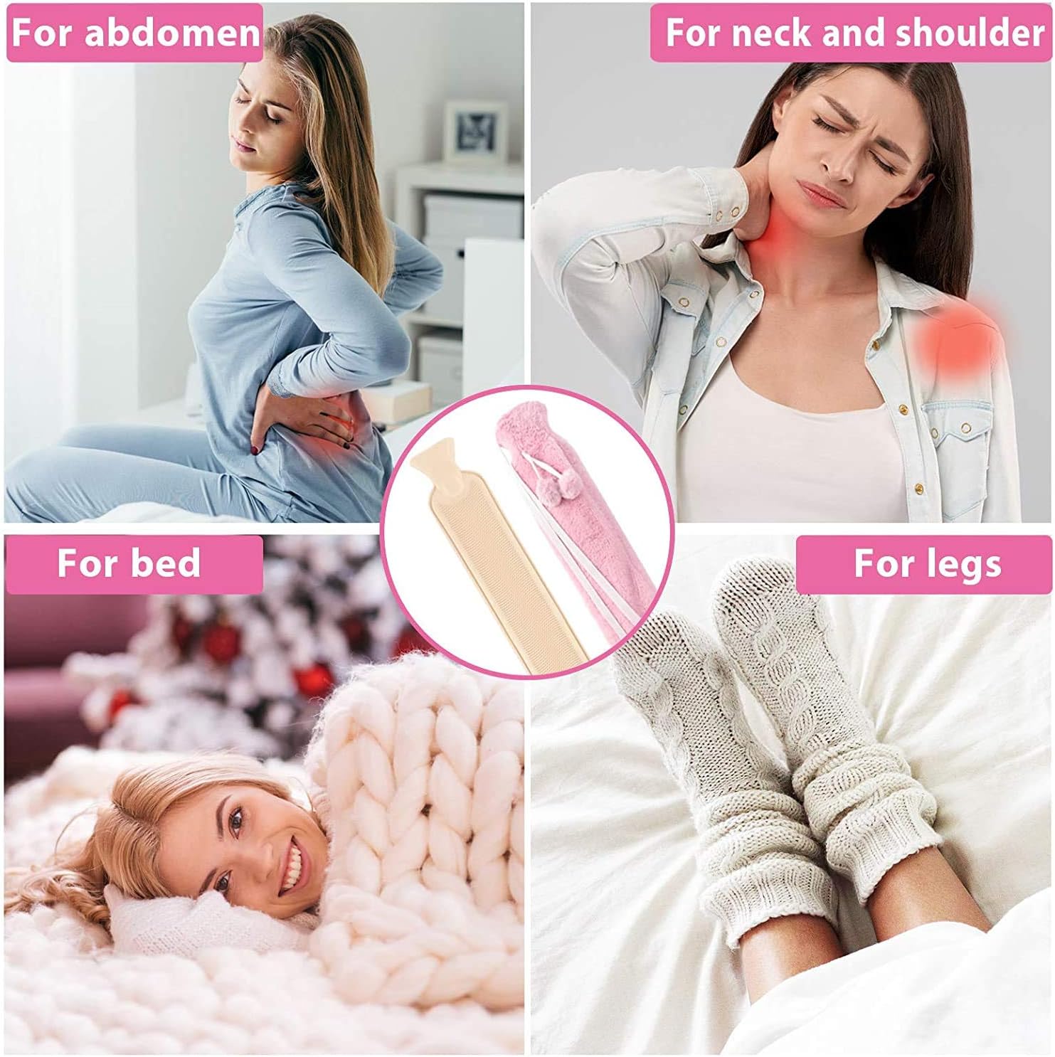 ShirazO Extra Long Hot Water Bottle with Cover, Microwave Hot Water Bottle for Adults & Kids - Image 5