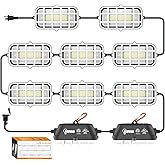 RIUVAO 100ft LED Construction String Lights, 150W 15000LM Waterproof IP67 Led String Work Lights, Construction Temporary Lights (100ft-10lights).