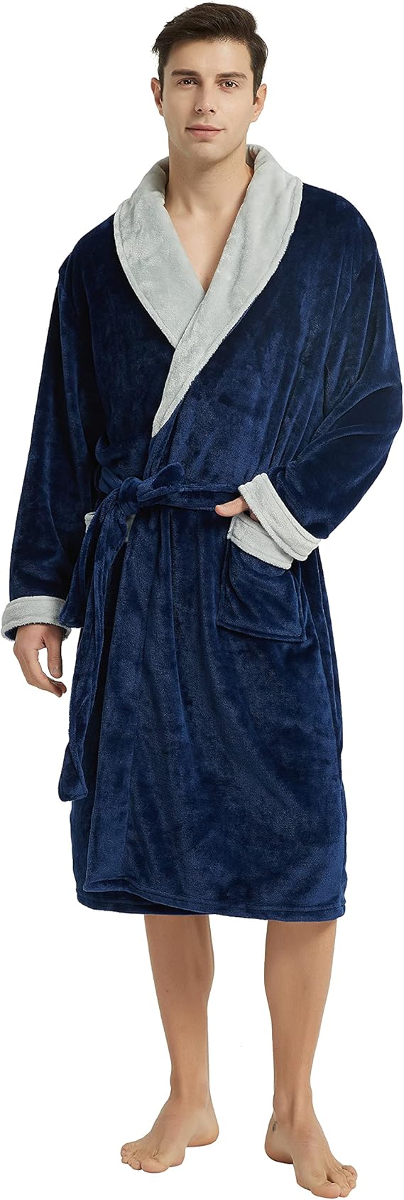 U2SKIIN Mens Fleece Robe Plush Collar Shawl Bathrobe Multi XXL/XL Amazon.co.uk Clothing