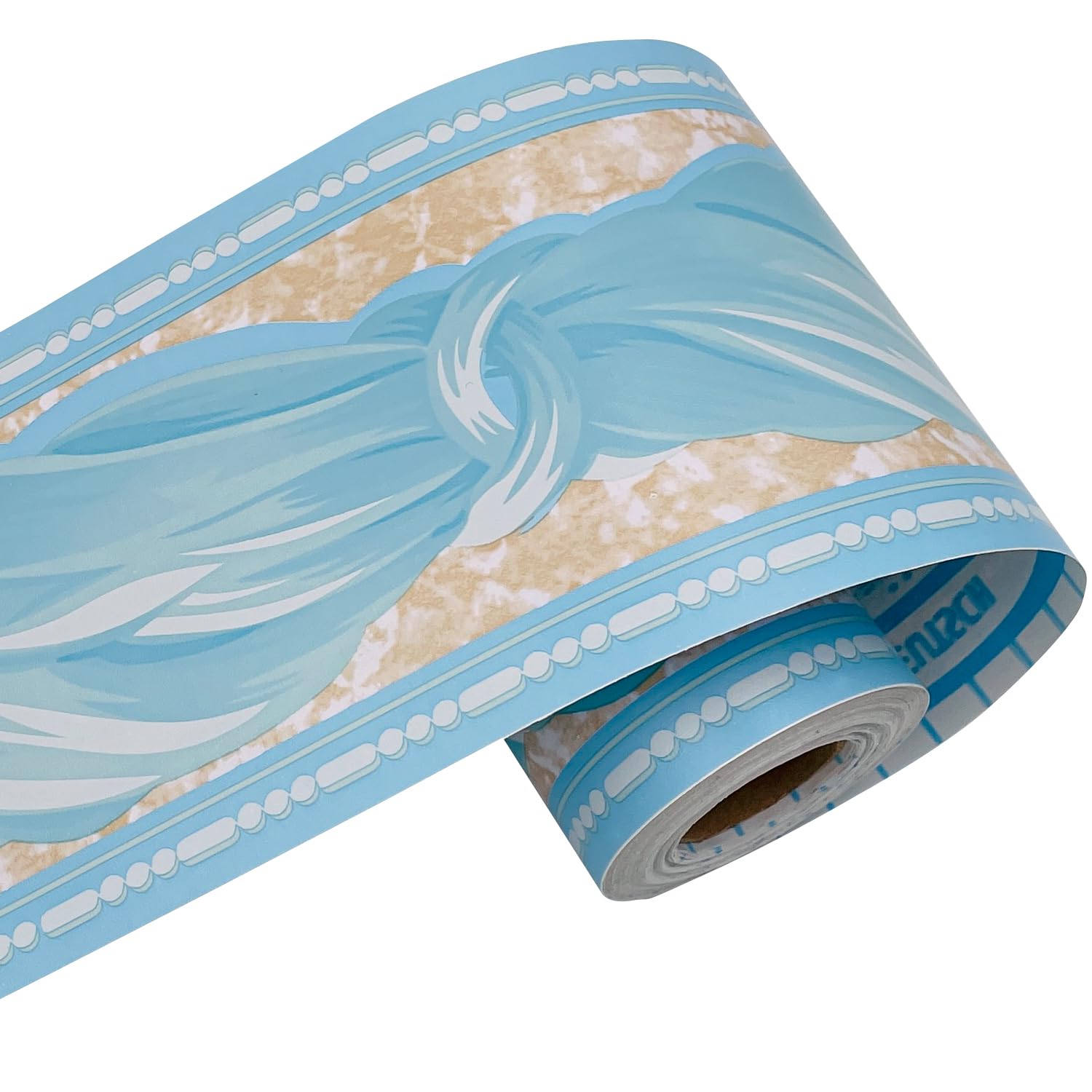 LoveFaye Blue Bowknot Pattern Removable Wallpaper Border Self Adhesive Stciker Kitchen Bathroom Wall Decor