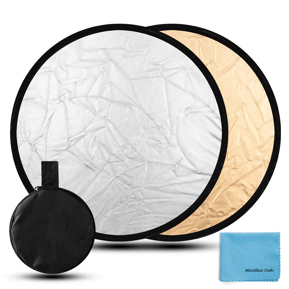 Light Reflector,Fotover 30cm 2 in 1 Round Collapsible Light Reflector Portable for Photography Photo Studio (12inch),Gold&Silver