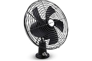 Homdec 12V RV Cooling Fan with 2-Speed Switch, 8.75-Inch Heavy Duty Black Metal Fan 12Volts DC, use for Auto, Truck, RV, Car, Boat, and Buses