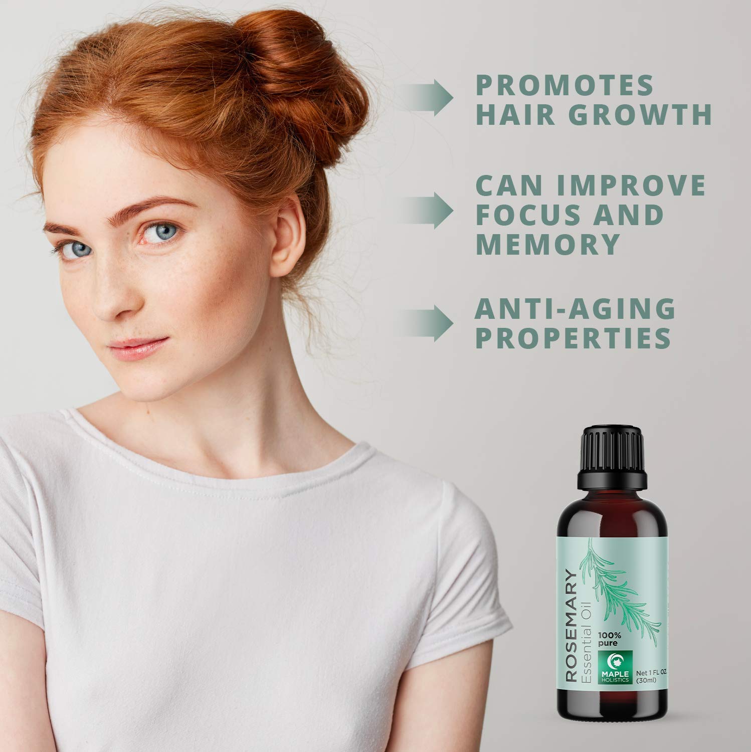 100% Pure Rosemary Essential Oil for Therapeutic Aromatherapy Stimulating Scalp Treatment for Healthy Hair Growth Anti Aging Antioxidant Ancient Beauty Elixir Natural Skin Care for Acne and Wrinkles: Beauty