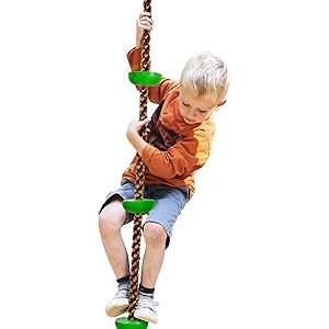 Hey! Play! Climbing Rope Knotted Tree Swing Ladder- Kids Backyard Balance Equipment for Strength, Exercise & Healthy Fun for Boys & Girls