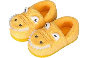 JACKSHIBO Girls Boys Home Slippers Warm Dinosaur House Slippers for Toddler Fur Lined Winter Indoor shoes