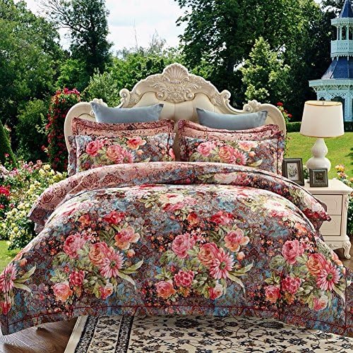 Super Soft 4-Piece Bedding Set,Wrinkle, Fade &amp; Stain Resistant All Cotton European and American Jacquard Four-Piece Sets, Cotton Bedding Set, L, King