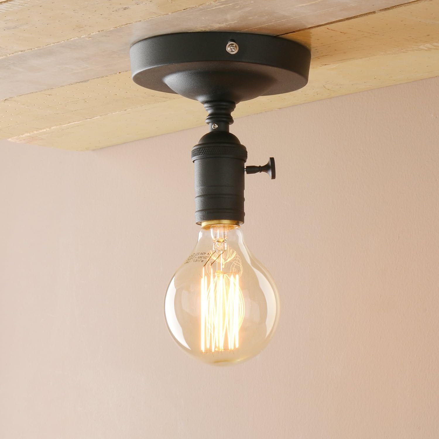 PathsOn Industrial Retro Loft Bar Kitchen Pendant Light Fitting Ceiling Lamp Flush Mount Switch Light Fixture Chandelier Decorative Lighting E27 (Black) - Image 5