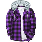 SCODI Mens Flannel Hoodie Shirt Casual Button Down Plaid Jacket Shirts Stylish Long Sleeve Shirts with Pocket