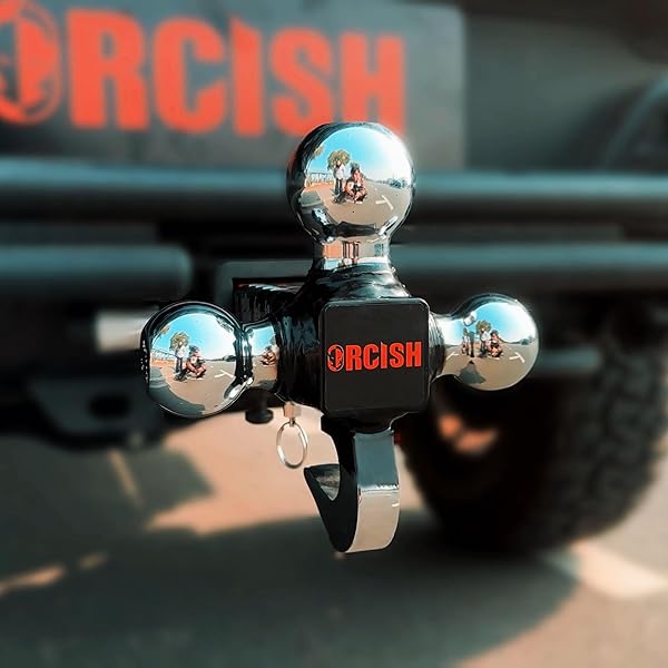 ORCISH 360° SWIVEL TRAILER HITCH, TRI-BALL MOUNT WITH PIN & HEAVY DUTY HOOK, CHROME-PLATED TRAILER BALL SIZE 1-7/8″, 2″ AND 2-5/16″, FIT 2 INCH HITCH RECEIVER, ROTATING BALL HITCH, TOWING HITCH
