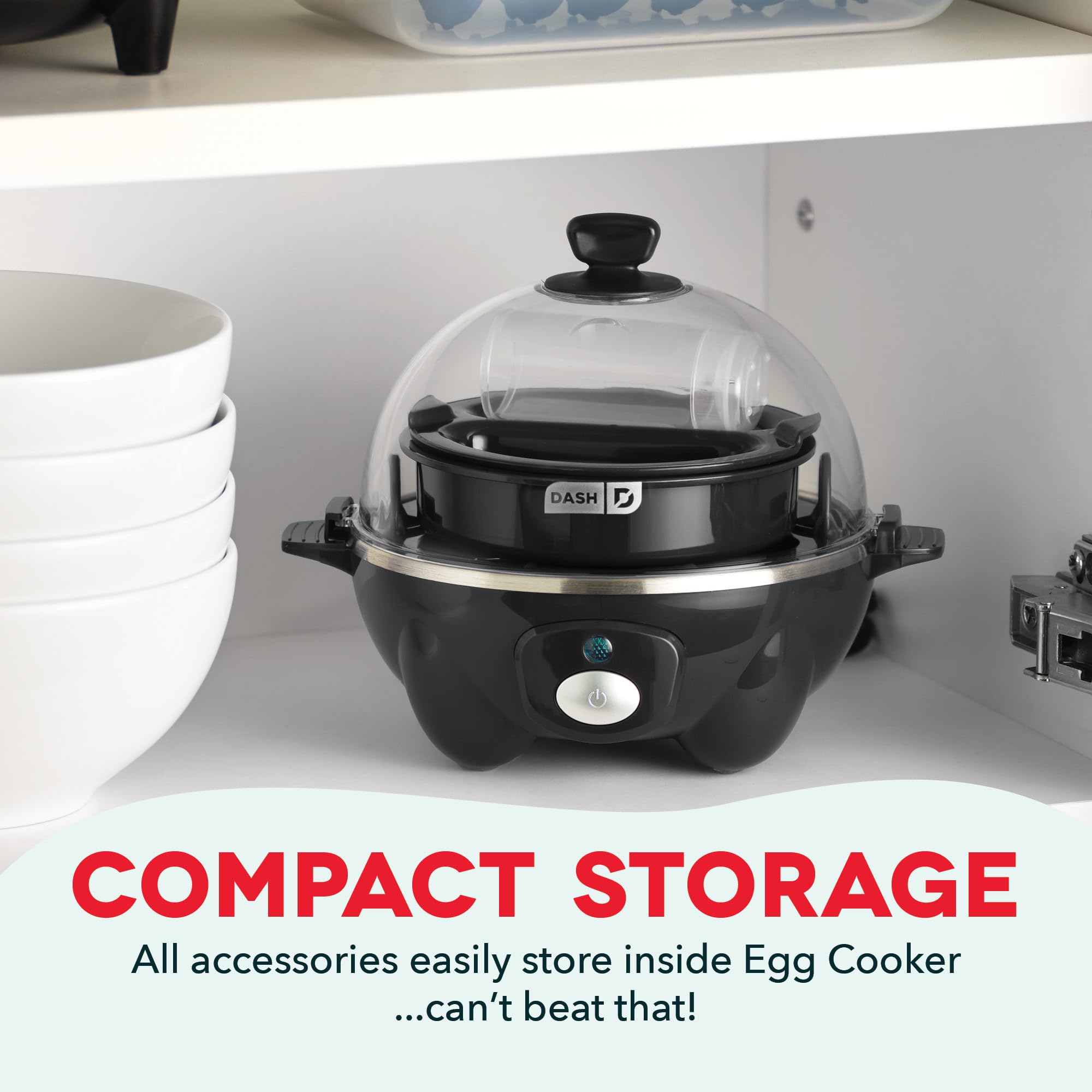 DASH Rapid Egg Cooker: 7 Egg Capacity Electric Egg Cooker for Hard Boiled Eggs, Poached Eggs, Scrambled Eggs, or Omelets with Auto Shut Off Feature - Black'