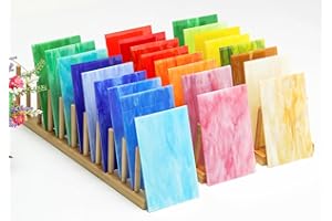 Lanyani 26 Sheets Colorful Vibrant Stained Glass Sheets Variety Assortment Pack, Opaque Mosaic Art Glass Panel Packs for Stain Glass Crafts DIY Projects,4x6 inches