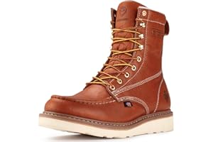 SUREWAY 8in Wedge Moc Toe Work Boots for Men - Soft Toe,Premium Full-Grain Leather,Safety Work Boots/Shoes,Comfort Insole,Oil/Slip Resistant,GoodyearWelt,EH Rated Industrial Construction