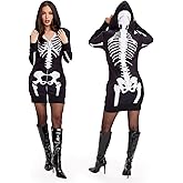 Tipsy Elves Halloween Costumes for Women Adult Hooded Long Sleeve Front Zipper Dress Womens Fun Costume Party Outfit