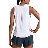 CRZ YOGA Cloudweight Open Back Workout Tops for Women Lightweight High Neck Athletic Gym Tank Soft Running Sleeveless Shirts