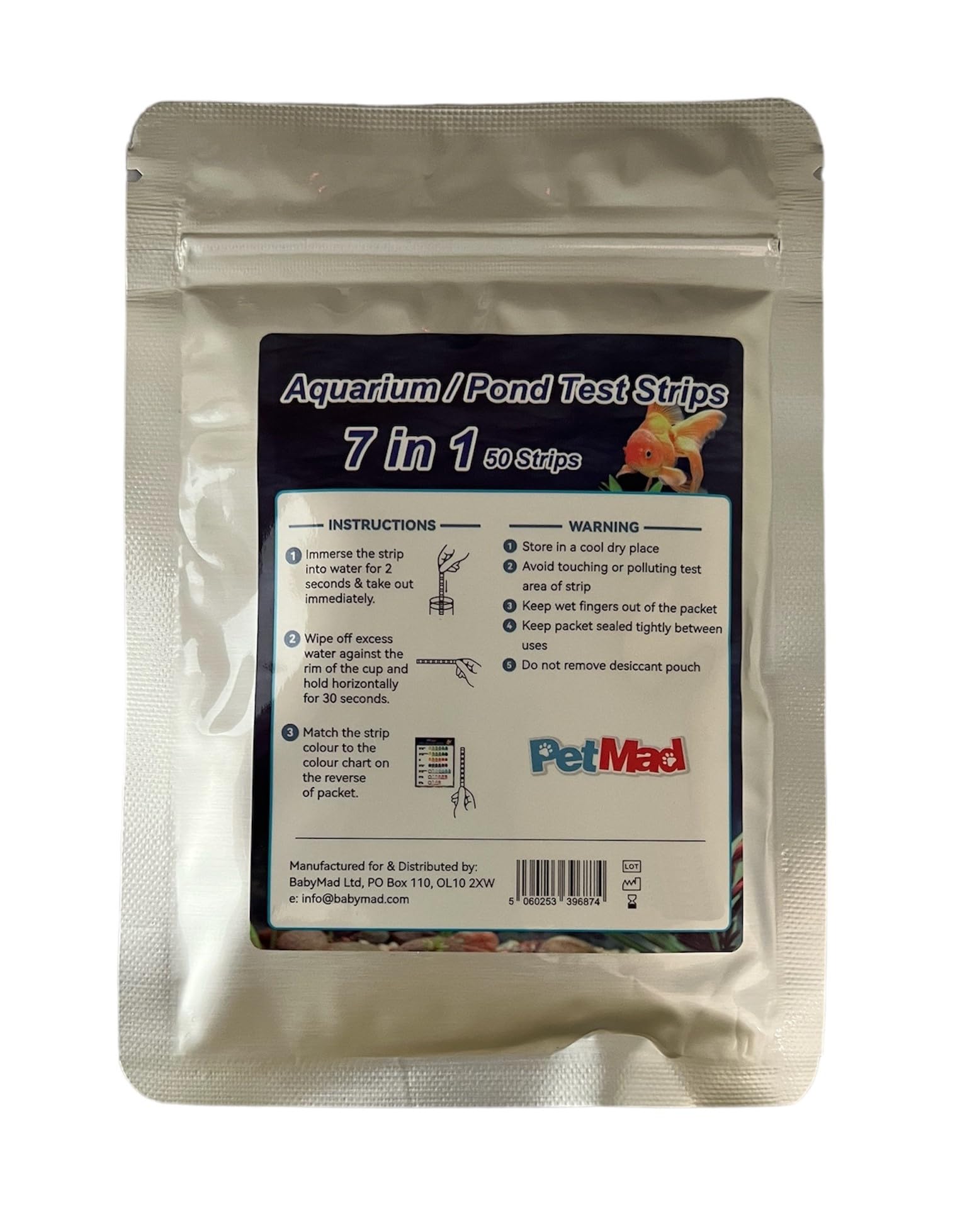 PetMad 7 in 1 Aquarium Test Strips - Freshwater, Fish Tank and Water Testing Kit for pH, Nitrate, Nitrite, Chlorine, Hardness, Alkalinity & Carbonate