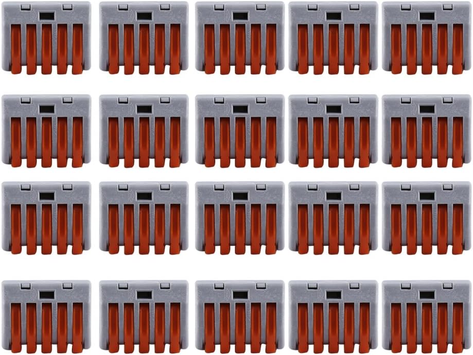 20Pcs 2/3/5 Way Spring Terminal Block Reusable Electric Cable Wire Connector (5 ways): Home Improvement