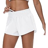Aurefin High Waisted Athletic Shorts for Women, Quick Dry Running Shorts with Zip Pocket and Liner Womens Gym Workout Shorts