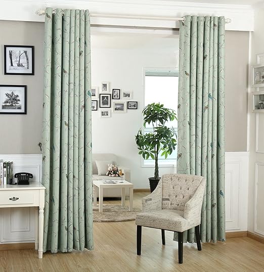 Amazon Com Wpkira Country Birds Curtain Blackout Curtain Fabric Bedroom Windows And Curtains Room Darkening Thermal Insulated Solid Grommets Curtains Drapes 1 Panel W40 X L84 Inch Home Kitchen