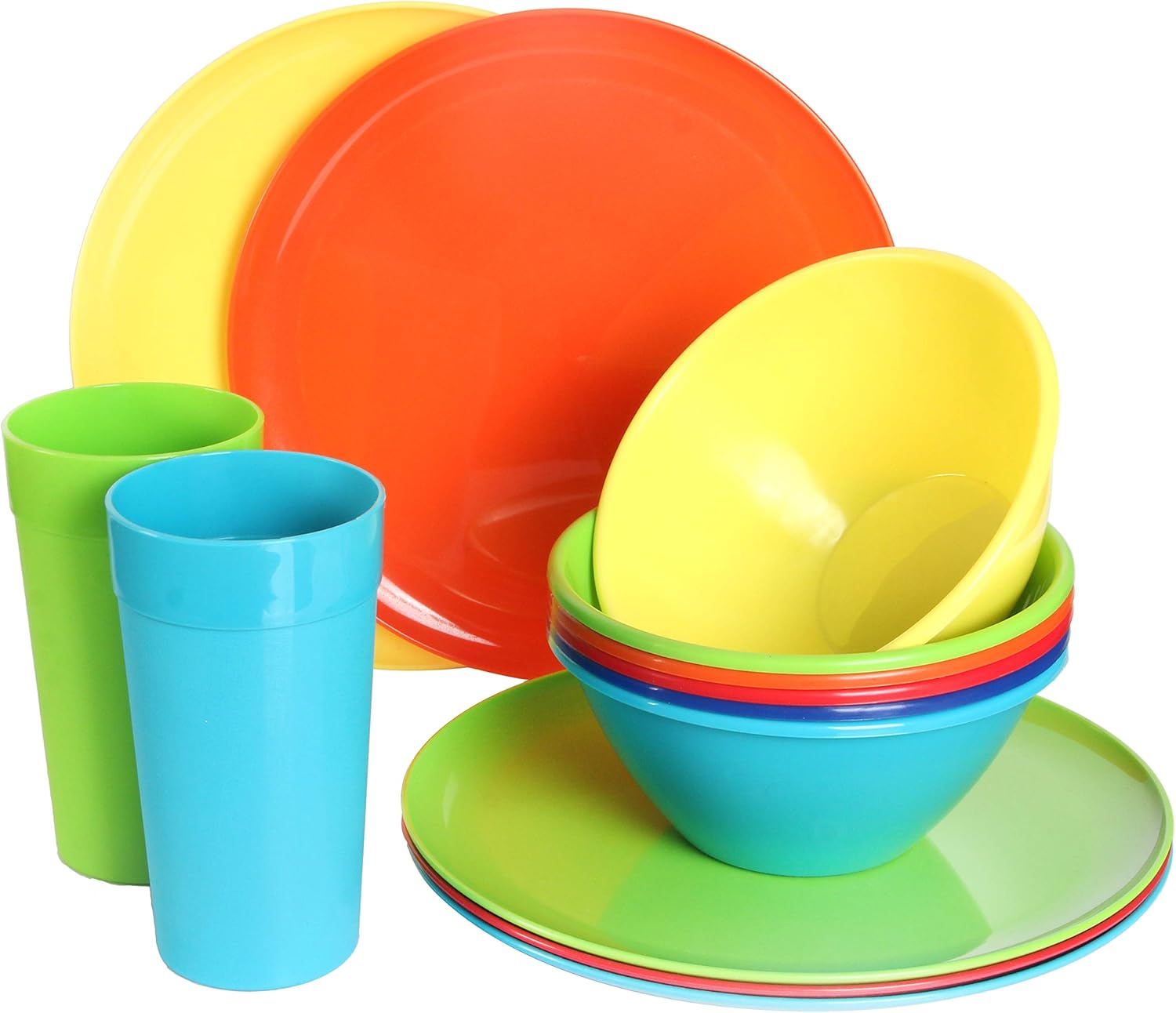 Youngever 18Piece Plastic Kitchen Dinnerware Set, Plates