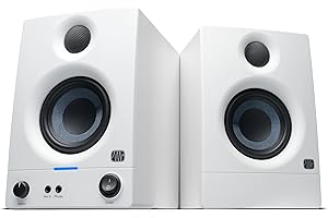 PreSonus Eris 3.5 Studio Monitors (White), Pair — 3.5" Inch Powered Bookshelf Speakers, Stereo, Desktop Computer, Near Field Music Production, Audio Mixing Recording