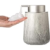 Enra Ceramic Foaming Soap Dispenser,12 oz GrayHand Foam Soap Dispenser for Bathroom Kitchen with Easy-to-Press Pump(Gray Foam Type)