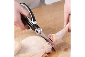 Kitchen Shears, Multi-functional Poultry Shears with Protective Sheath, All Purpose Stainless Steel Meat Scissors for Fish Ve