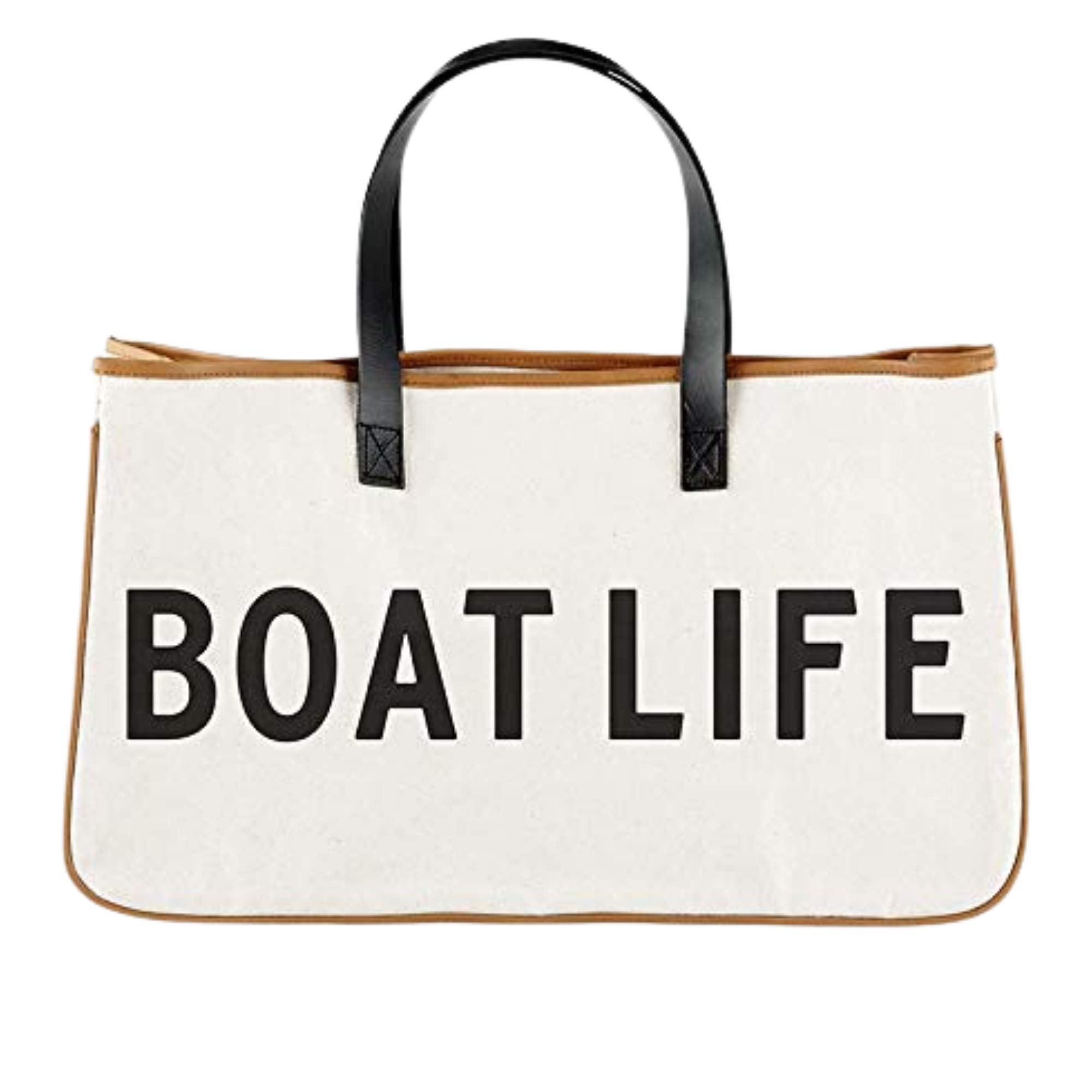 Santa Barbara Design Studio Hold Everything Collection Black and White 100% Cotton Canvas with Leather Handles, Boat Life, L