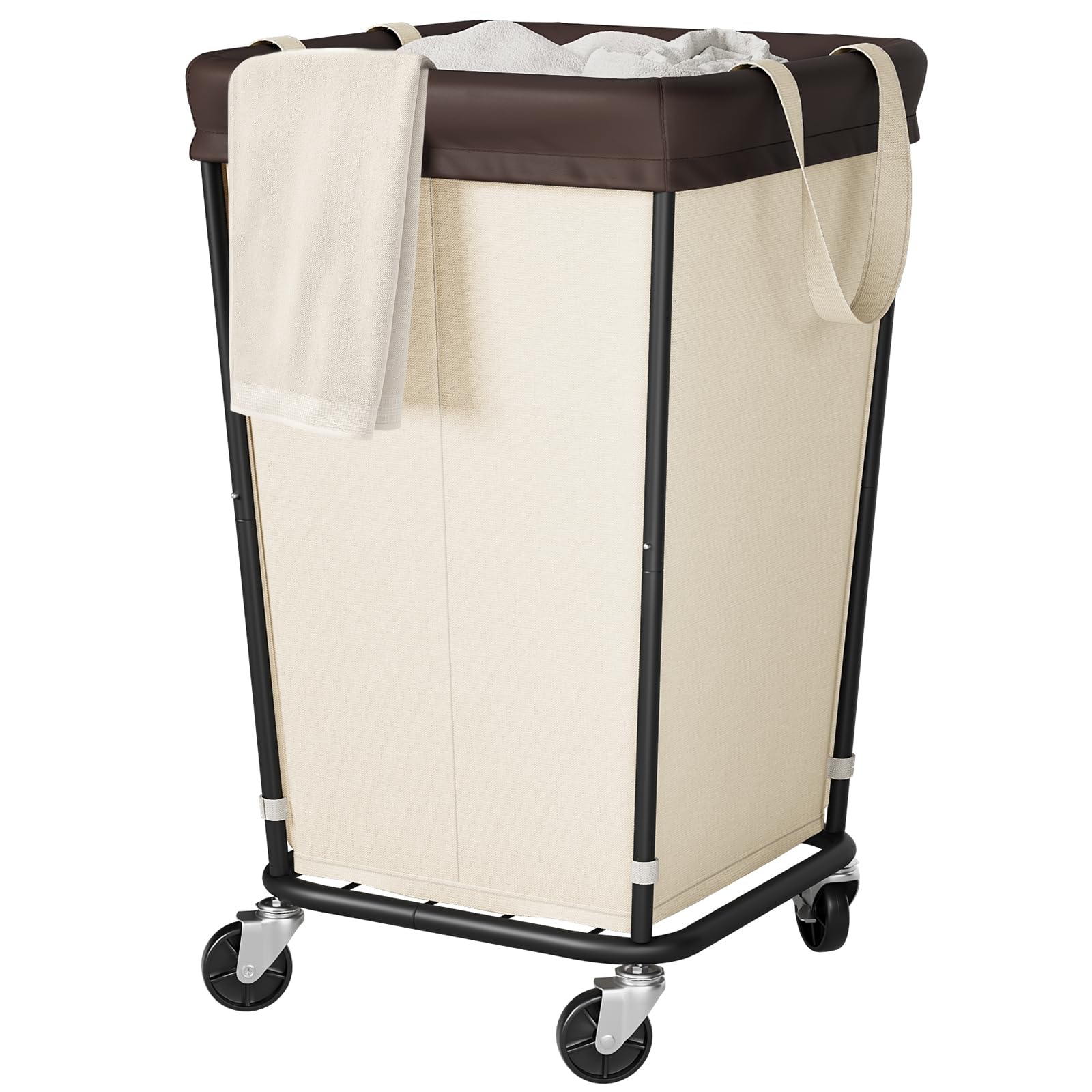 Photo 1 of 160L Laundry Basket with Wheels, 2-section Rolling Laundry Basket, Large Laundry Hamper with Wheels, Rolling Laundry Hamper Clothes Hamper for Home, Bathrooms and Dorm(Beige)