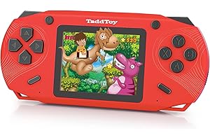 TaddToy 16 Bit Handheld Game Console for Kids Adults, 3.0'' Large Screen Preloaded 200 Classic Portable Retro Video Handheld Games with Type-C Port Rechargeable Battery for Birthday Gift for Kids red