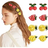 8 Pack Mini Claw Clips - Cute Cherry Strawberry Lemon Pineapple Fruit Hair Clips for Girls, Summer Fun Hair Accessories for Women Teens