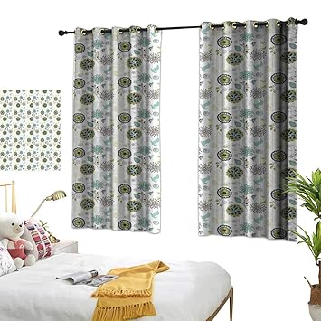 Amazon Com Lightly Curtain Set Floral Bird And Butterfly