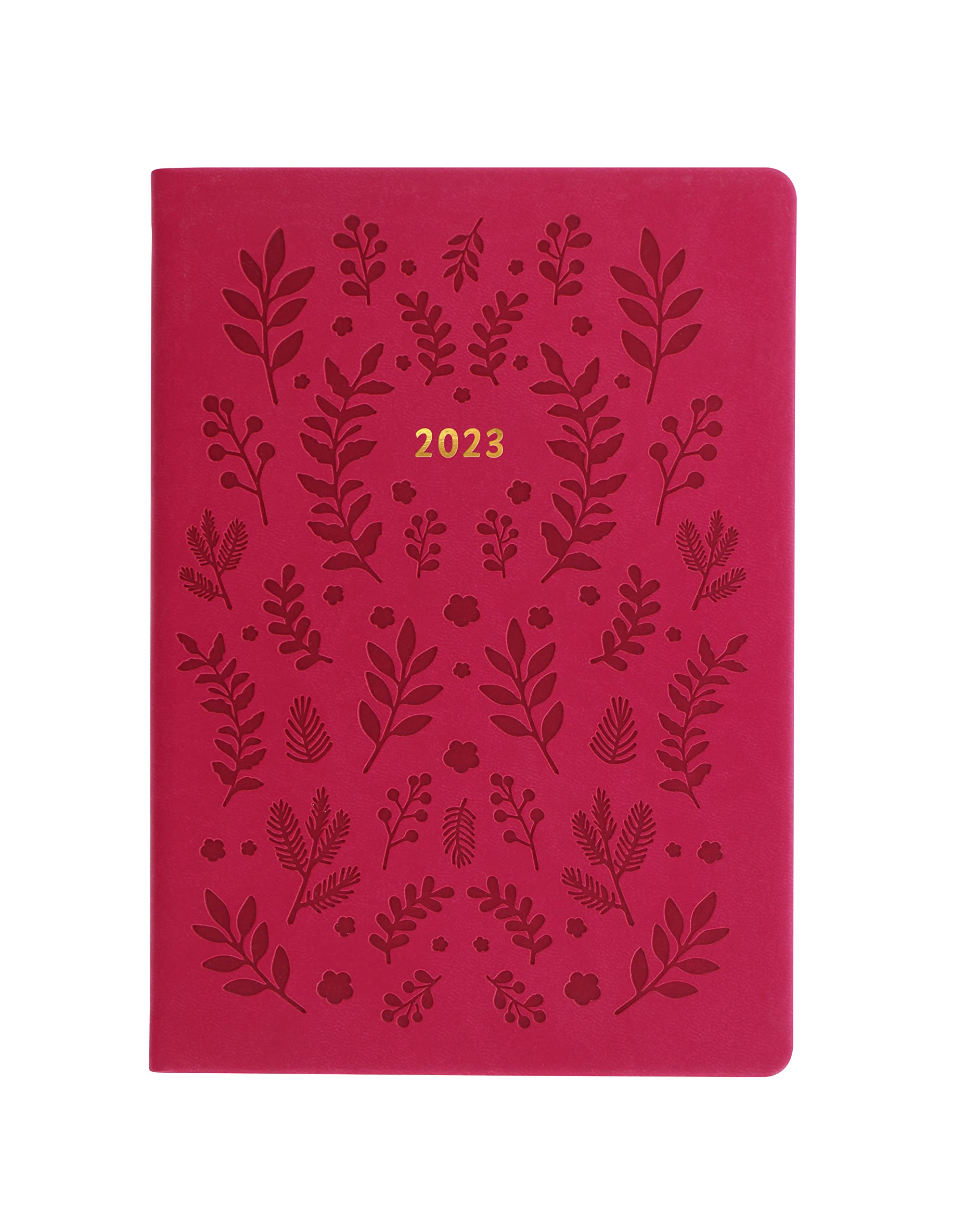Letts of London Woodland A5 week to view 2023 diary - pink, 23-082162