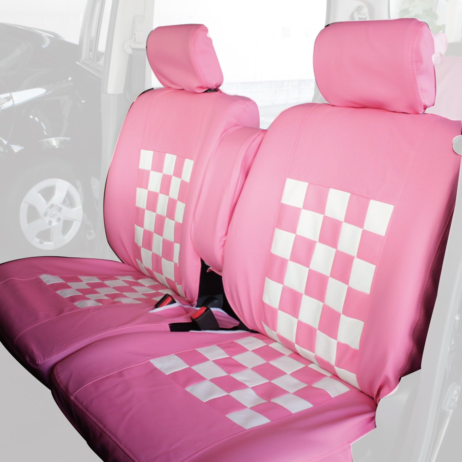 Amazon Z Style 軽自動車汎用 ピンク ホワイト 前席 フロントシートカバー Zhkf Ch07 車 バイク 車 バイク