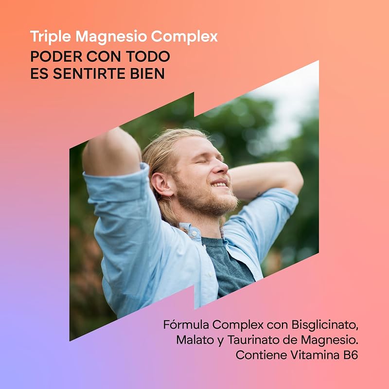 Triple Magnesio Complex Bisglicinato + Malato + Taurato Cansancio, Fatiga, Energía y Sistema Nervioso, con Vitamina B6-120 Cápsulas Nutralie — foto 2 de 6